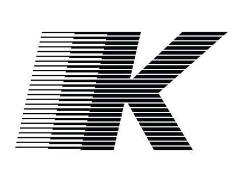 Letter K logo with abstract geometric speed motion lines