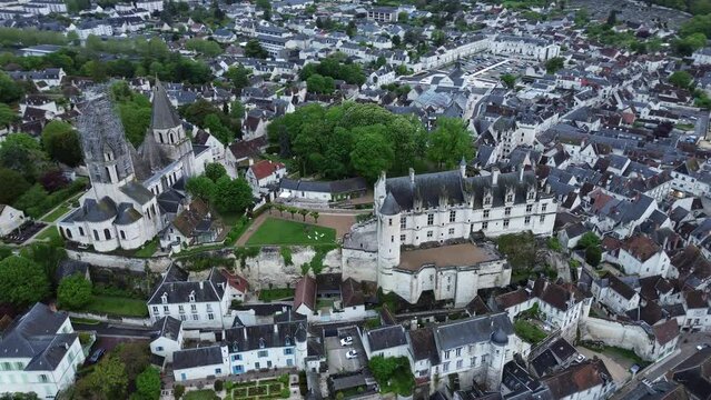drone video Loches royal city France Europe