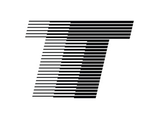 Letter T Logo with Abstract Line Pattern Isolated On White Background