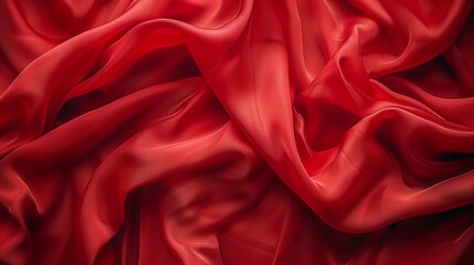 Fototapeta premium Texture background of a silk cloth with a red color and soft folds