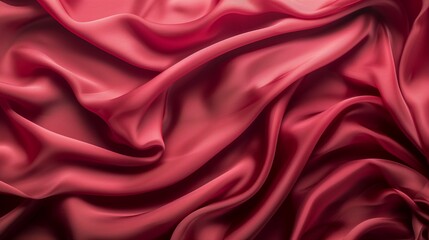 Fototapeta premium Texture background of a silk cloth with a red color and soft folds