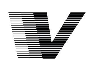 Letter V Logo with Abstract Line Pattern Isolated On White Background