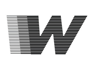 Letter W Logo with Abstract Line Pattern Isolated On White Background