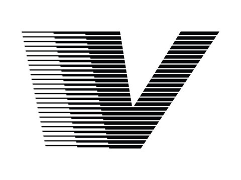 Letter V logo with abstract geometric speed motion lines