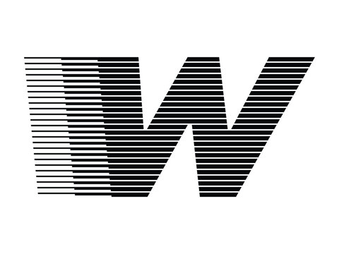 Letter W logo with abstract geometric speed motion lines