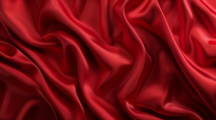Fototapeta premium Texture background of a silk cloth with a red color draped elegantly