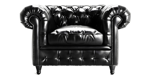 A Sleek Black sofa on a White Surface leather Chester black sofa isolated on white Leather sofa on a white background. Elegant leather sofa over a white background.
