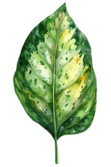 Naklejka premium Dieffenbachia Leaf, Watercolor tropical Border, watercolor illustration,