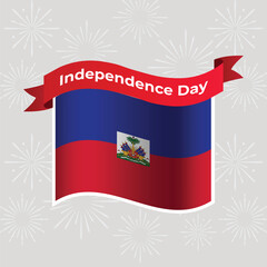 Haiti Wavy Flag Independence Day Banner Background