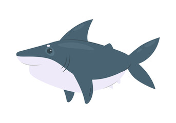 Cute shark, funny animal and aquatic predator, ocean and sea fauna vector illustration
