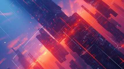 Obraz premium Cyberpunk illustration of urban technologies