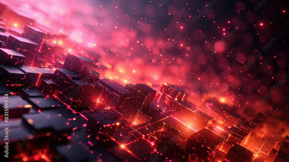 Poster cyberpunk abstraction with red glow