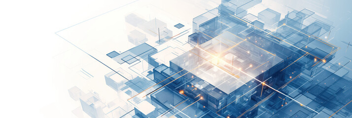 Obraz premium Abstract geometric digital design with light effects