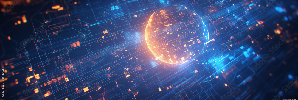 Aufkleber virtual data network in a futuristic abstract design
