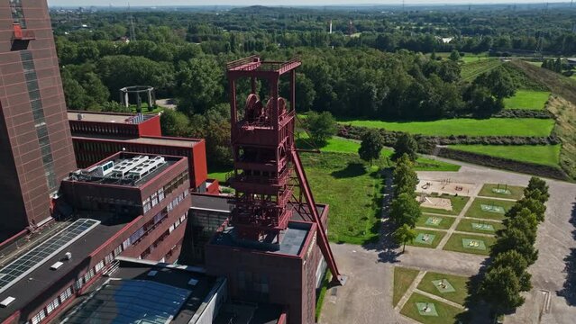 Aerial drone view of the Nordstern colliery (North Star colliery), a former coal mine in Gelsenkirchen-Horst, Germany.