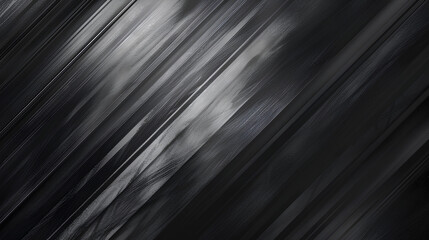 Black and grey diagonal stripes background with blurred abstract dark background. Minimalistic design for presentation, business card or social media banner