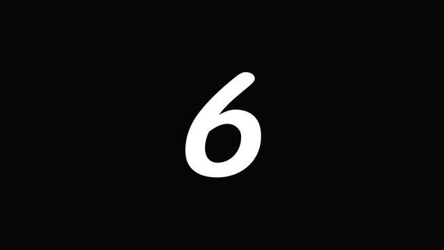 10 second countdown animation on black background. 4k video