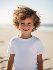 Young boy child kid on beach blank white tee tshirt, t-shirt, mockup mock up, mock-up, etsy