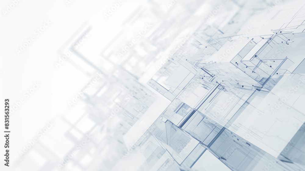Poster abstract geometric design with white 3d structures