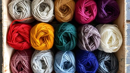 Assorted Skeins of Yarn in Various Colors
