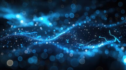 Abstract Blue Glowing Particles Background