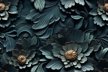 3D floral seamless pattern with harmonious colors, ready for full-print pattern design