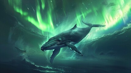 Spectacular Aurora and Whale Breaching Moment
