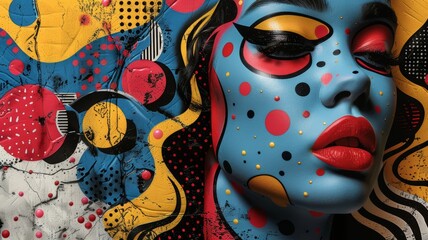 Woman face in the pop art style