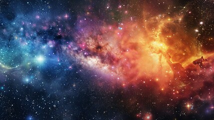 Panoramic Space Scene: Stars, Nebulae, and Galaxies
