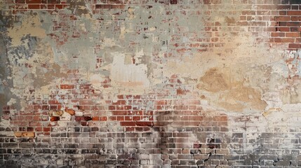 Dated interior featuring a weathered brick wall