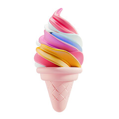 Ice cream 3d realistic render icon. 