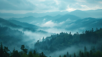 Obraz premium fog in the mountains