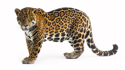Naklejka premium A jaguar is standing on a white background