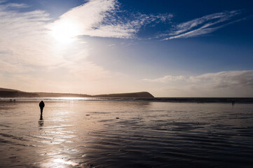 Sunset Silhouette on the beach in Wales