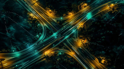 Freeway Light Trails Abstract Art