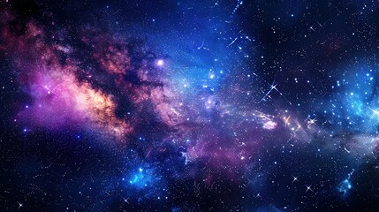 Nebulae and Stars in Space: Panoramic Galaxy View