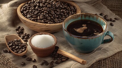 Fototapeta premium cup of coffee with beans