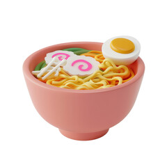 Ramen noodle soup 3d realistic render icon.