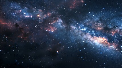 Star-Filled Space Panorama: Universe with Galaxies and Nebulae