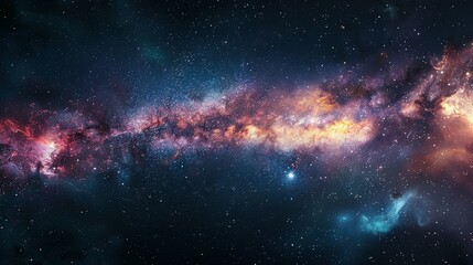 Fototapeta premium Universe Panorama: Stars and Galaxies in Space