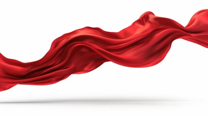 Vibrant red fabric flowing gracefully against a white background.