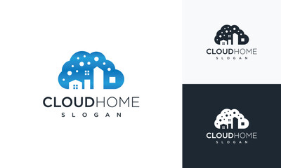 Cloud and house building logo design template. Home cloud logo design inspiration