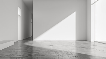 Obraz premium A large, empty room with a white wall and a window