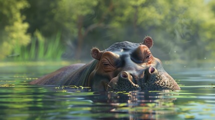 Fototapeta premium Hippo relaxing