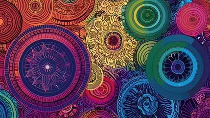 Enchanting circular rainbow doodles - monochrome patterns for creative coloring realistic hyperrealistic  