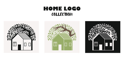 Fototapeta premium Vector flat illustration. House logo. Used for construction, architecture and buildings logos.