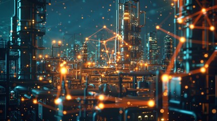 Obraz premium Industrial technology concept. Communication network. INDUSTRY 4.0. Factory automation. 