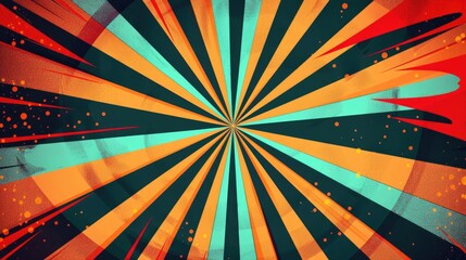 Comic background design with abstract sunburst pattern