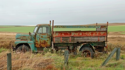 Fototapeta premium Farm support vehicle left unattended at roadside