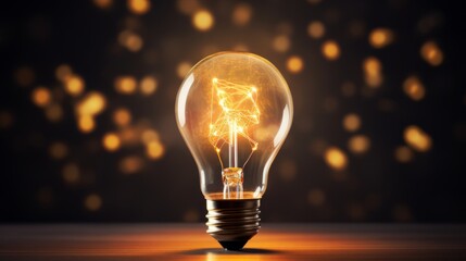 Glowing light bulb on dark background. Innovation concept.